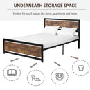 Kingsize Bed Frame with Headboard & Footboard, Strong Slat Support Twin Size Metal Bed w/ Underbed Storage Space, No Box Spring Needed, 160x208x103cm Headboard, Needed