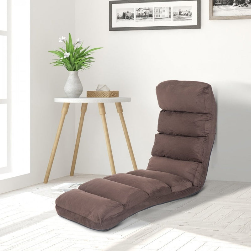 Folding Floor Sofa Bed Adjustable Lounger Sleeper Futon Mattress Chair W/Pillow-Brown
