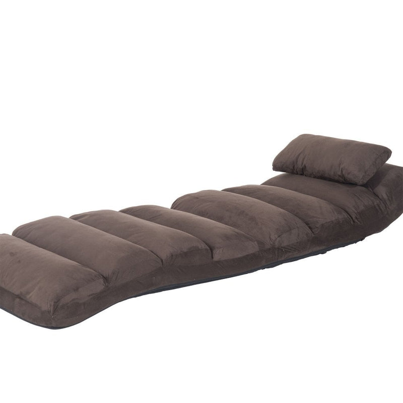 Folding Floor Sofa Bed Adjustable Lounger Sleeper Futon Mattress Chair W/Pillow-Brown
