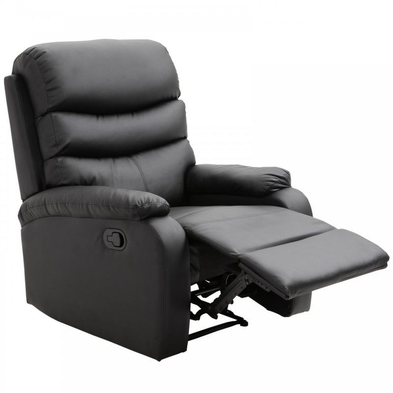 Manual Armchair Recliner, PU Leather-Black