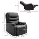 Manual Armchair Recliner, PU Leather-Black