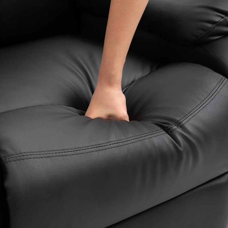 Manual Armchair Recliner, PU Leather-Black