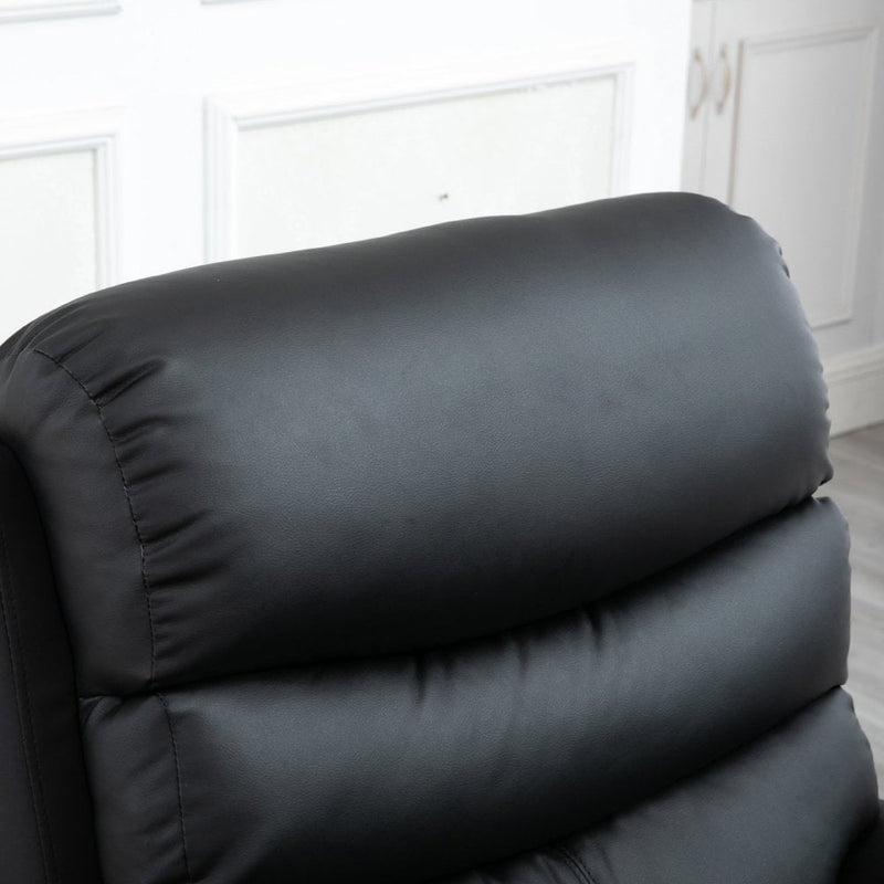 Manual Armchair Recliner, PU Leather-Black