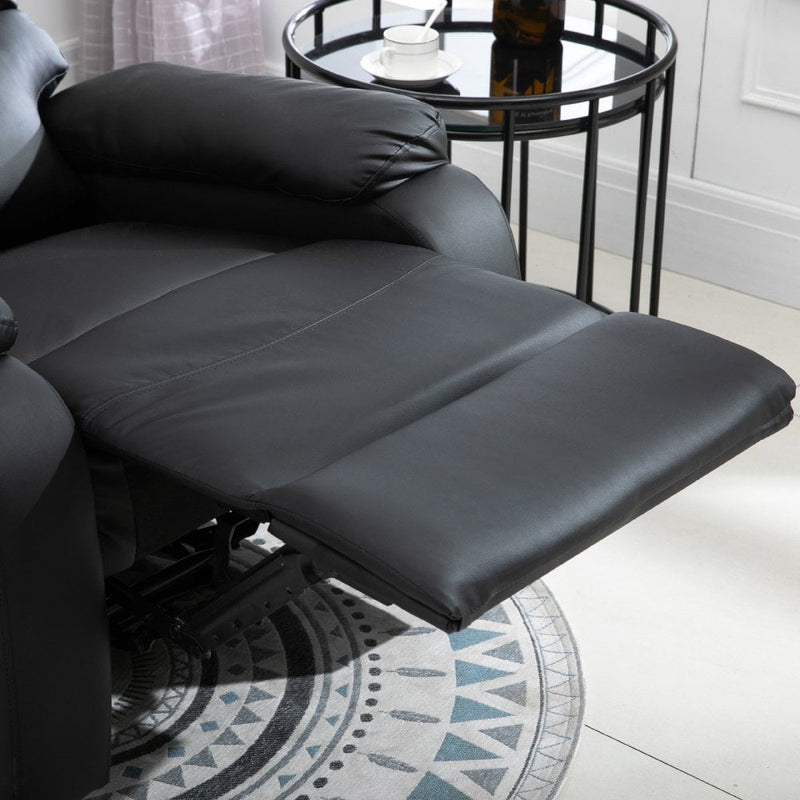Manual Armchair Recliner, PU Leather-Black