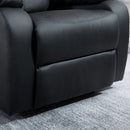 Manual Armchair Recliner, PU Leather-Black
