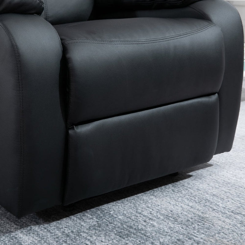Manual Armchair Recliner, PU Leather-Black