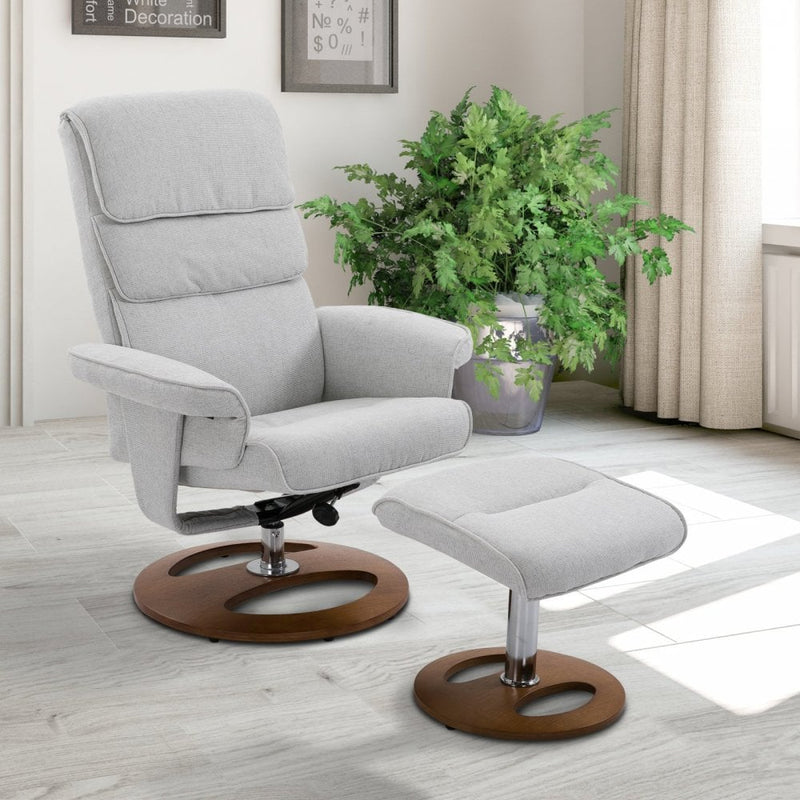 Recliner Chair Ottoman Set, Bent Wood Base-Grey