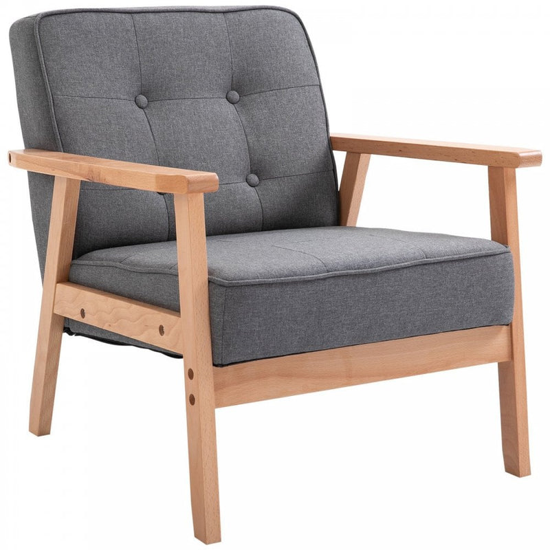 Chair with Linen Beech High Elastic Sponge Non-Woven Bottom - Grey