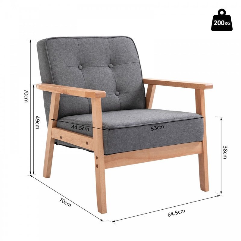 Chair with Linen Beech High Elastic Sponge Non-Woven Bottom - Grey