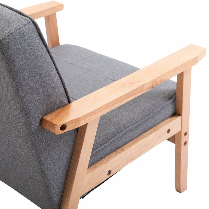 Chair with Linen Beech High Elastic Sponge Non-Woven Bottom - Grey
