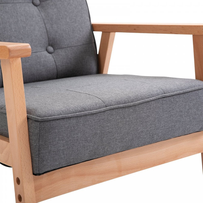 Chair with Linen Beech High Elastic Sponge Non-Woven Bottom - Grey