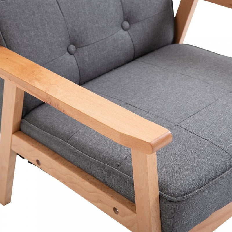 Chair with Linen Beech High Elastic Sponge Non-Woven Bottom - Grey