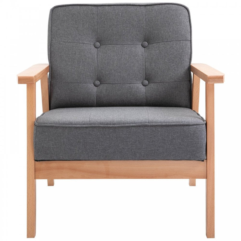 Chair with Linen Beech High Elastic Sponge Non-Woven Bottom - Grey