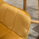 Armchair Accent Chair Wide Arms Slanted Back Padding Iron Frame Wooden Legs - Yellow