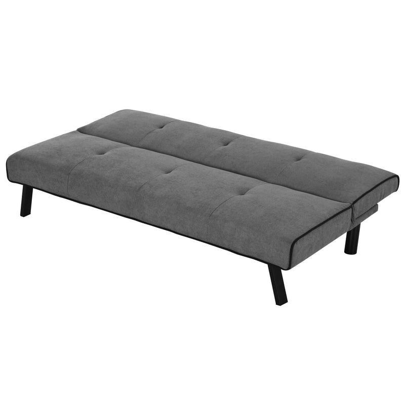 Faux Velvet Upholstered 3-Seater Sofa Bed
