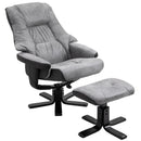 PU Leather Reclining 360 Swivel Armchair w/ Footstool Grey