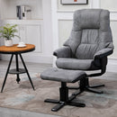PU Leather Reclining 360 Swivel Armchair w/ Footstool Grey