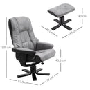 PU Leather Reclining 360 Swivel Armchair w/ Footstool Grey