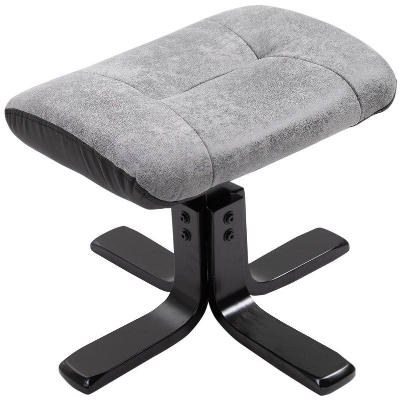 PU Leather Reclining 360 Swivel Armchair w/ Footstool Grey