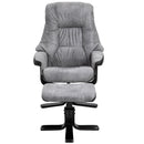 PU Leather Reclining 360 Swivel Armchair w/ Footstool Grey