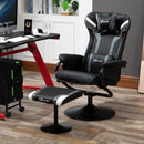 Vinsetto 2 Pieces Video Game Chair and Footrest Set Racing Style Recliner with Headrest, Lumbar Support, Reeling Backrest, Pedestal Base - Grey