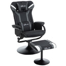 Vinsetto 2 Pieces Video Game Chair and Footrest Set Racing Style Recliner with Headrest, Lumbar Support, Reeling Backrest, Pedestal Base - Grey