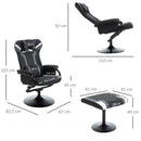 Vinsetto 2 Pieces Video Game Chair and Footrest Set Racing Style Recliner with Headrest, Lumbar Support, Reeling Backrest, Pedestal Base - Grey