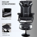 Vinsetto 2 Pieces Video Game Chair and Footrest Set Racing Style Recliner with Headrest, Lumbar Support, Reeling Backrest, Pedestal Base - Grey