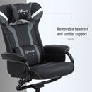 Vinsetto 2 Pieces Video Game Chair and Footrest Set Racing Style Recliner with Headrest, Lumbar Support, Reeling Backrest, Pedestal Base - Grey