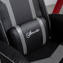 Vinsetto 2 Pieces Video Game Chair and Footrest Set Racing Style Recliner with Headrest, Lumbar Support, Reeling Backrest, Pedestal Base - Grey