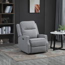 Electric Power Recliner Chair Armchair Sofa with Linen Upholstered Seat and Backrest, Retractable Footrest, Grey Home