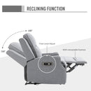 Electric Power Recliner Chair Armchair Sofa with Linen Upholstered Seat and Backrest, Retractable Footrest, Grey Home