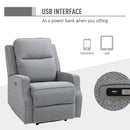 Electric Power Recliner Chair Armchair Sofa with Linen Upholstered Seat and Backrest, Retractable Footrest, Grey Home