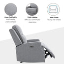 Electric Power Recliner Chair Armchair Sofa with Linen Upholstered Seat and Backrest, Retractable Footrest, Grey Home