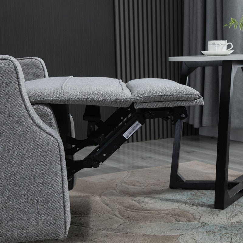 Electric Power Recliner Chair Armchair Sofa with Linen Upholstered Seat and Backrest, Retractable Footrest, Grey Home
