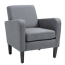 Linen Modern-Curved Armchair Accent Seat w/ Thick Cushion Wood Legs Foot Pads Single Compact Home Furniture City Flats Grey