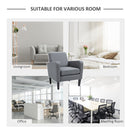 Linen Modern-Curved Armchair Accent Seat w/ Thick Cushion Wood Legs Foot Pads Single Compact Home Furniture City Flats Grey