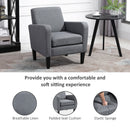 Linen Modern-Curved Armchair Accent Seat w/ Thick Cushion Wood Legs Foot Pads Single Compact Home Furniture City Flats Grey