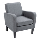 Linen Modern-Curved Armchair Accent Seat w/ Thick Cushion Wood Legs Foot Pads Single Compact Home Furniture City Flats Grey