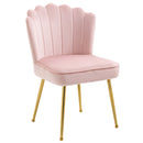 Pink Velvet-Touch Vanity Chair Makeup Chair with Golden Metal Legs for Living Room & Dining Room