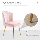 Pink Velvet-Touch Vanity Chair Makeup Chair with Golden Metal Legs for Living Room & Dining Room