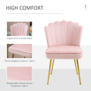 Pink Velvet-Touch Vanity Chair Makeup Chair with Golden Metal Legs for Living Room & Dining Room