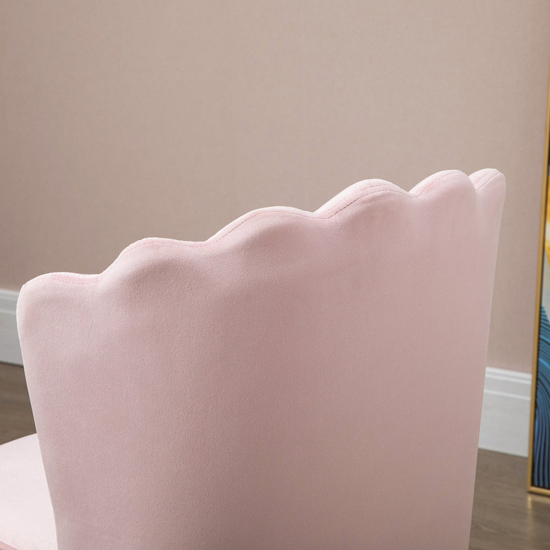 Pink Velvet-Touch Vanity Chair Makeup Chair with Golden Metal Legs for Living Room & Dining Room