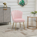 Pink Velvet-Touch Vanity Chair Makeup Chair with Golden Metal Legs for Living Room & Dining Room