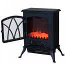 HOMCOM 1850W Flame Effect Electric Free Standing Fireplace W/Fan and Log Burning Stove Heater-Black