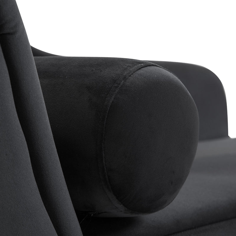 Black Longue Sofa Day Bed W/Bolster Cushion Deluxe Recliner Lounge