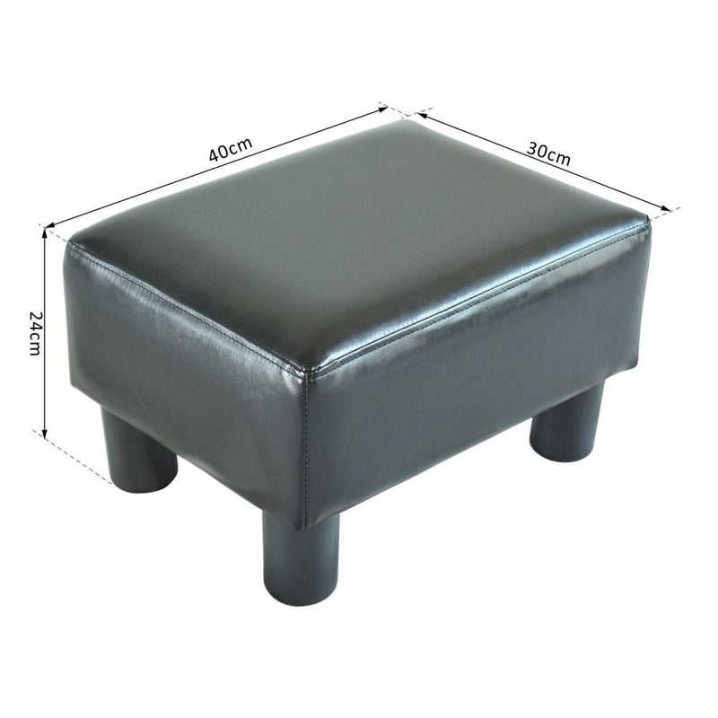 PU Leather Ottoman Footrest Small Seat Chair-Black