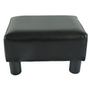 PU Leather Ottoman Footrest Small Seat Chair-Black