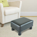 PU Leather Ottoman Footrest Small Seat Chair-Black