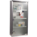 HOMCOM Stainless Steel Medicine Cabinet 4 Tier Wall Mounted Glass Lockable Door Storage Shelves Houseware Bathroom Furniture-Silver